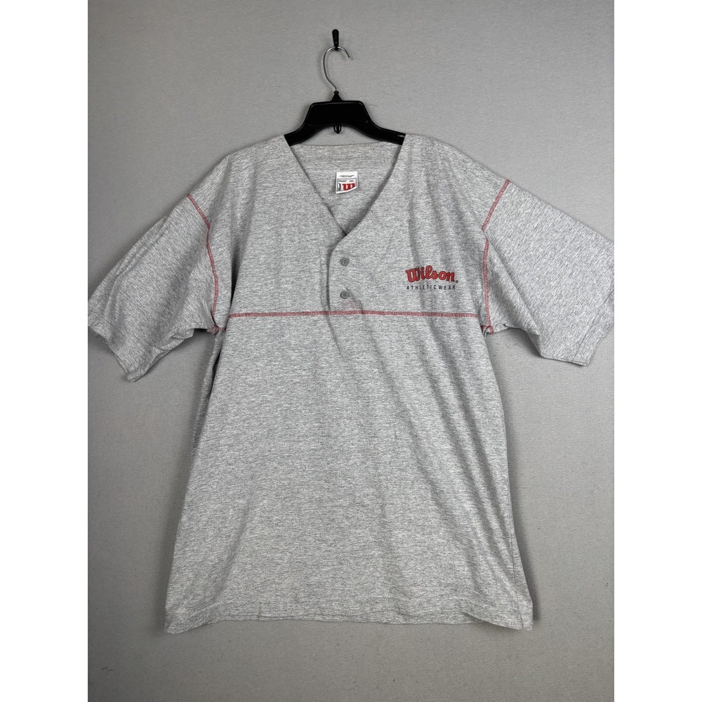 Wilson Shirt Mens 2XL Gray Athleticwear Short Sleeve Button Baseball Jersey Top